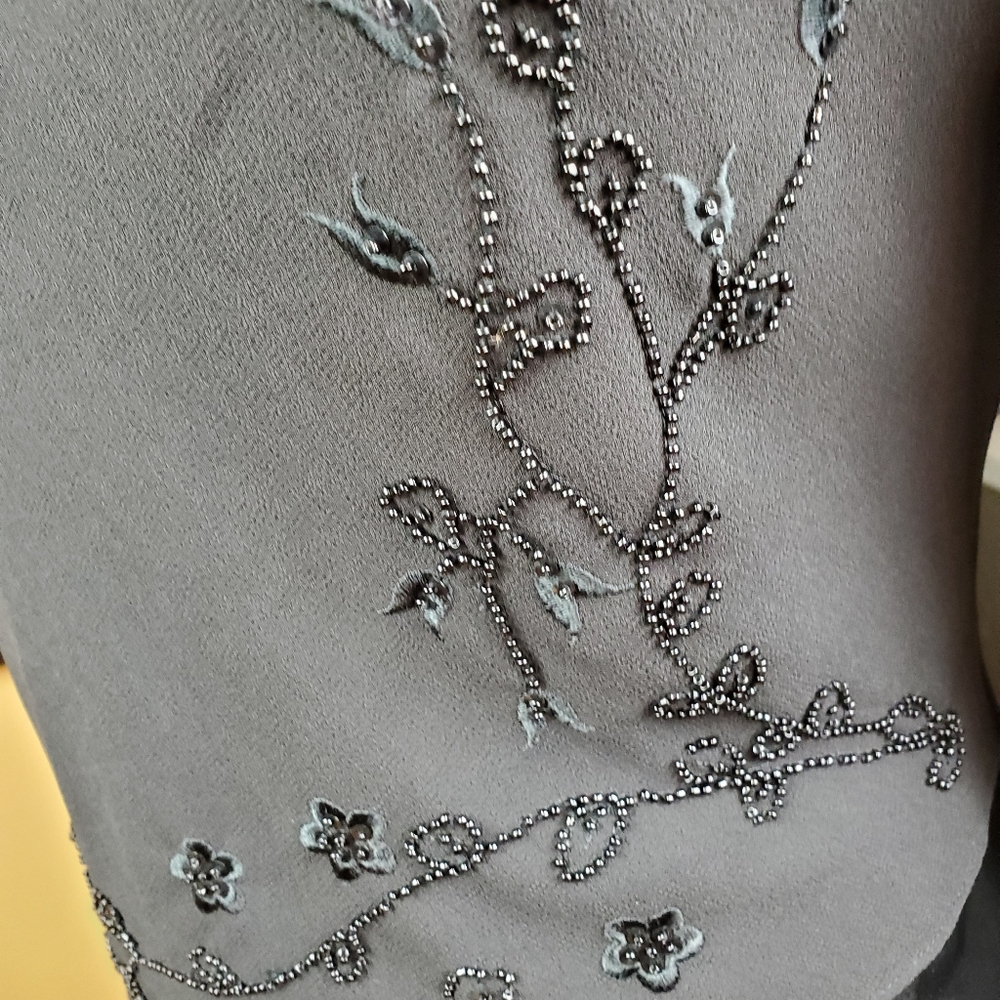 BLACK SHEER & SATIN BEADED MAXI SKIRT & TOP SET! - Picture 7 of 14